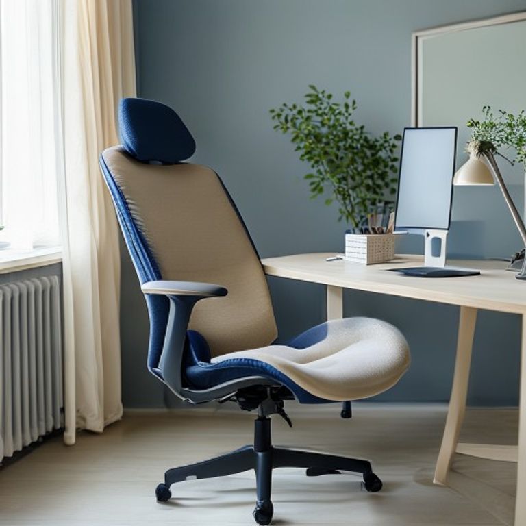 Ergonominen tuoli ja pöytä pystysuorassa asennossa